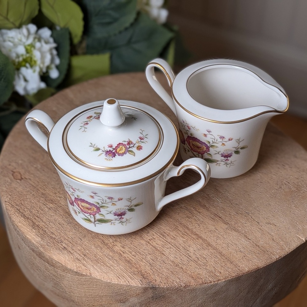 Vintage Noritake Asian Song 7151 Sugar Bowl w/Lid & Creamer Set | Japan Floral - Picture 5 of 12